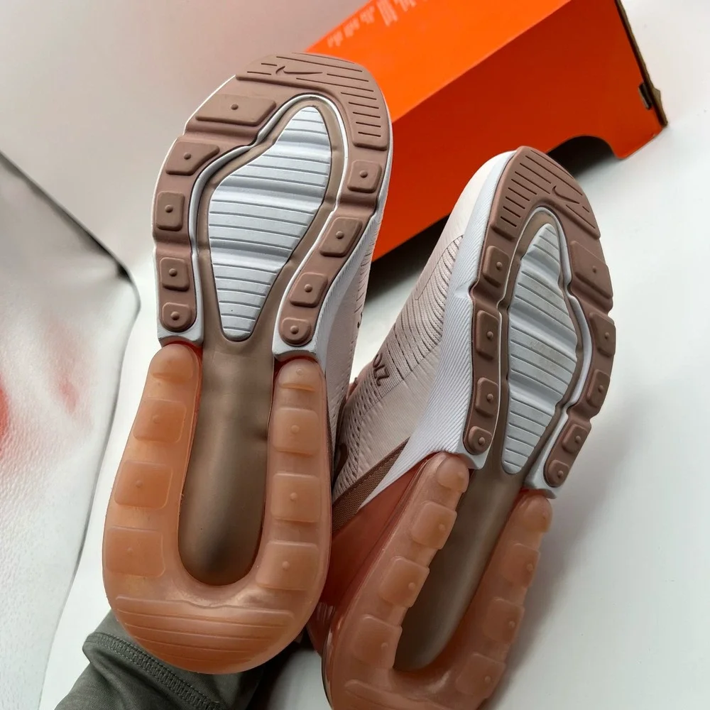 Nike Air Max 270 Womens 6 Pink Tan‎ Low Top Mesh Athletic Running Sneakers